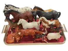 Beswick collection of nine horses, ponies and foals, two foxes and sheep (12).