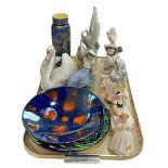 Royal Doulton Chinoiserie vase, Lladro and Nao, Worcester, Coalport and Doulton figures,