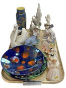 Royal Doulton Chinoiserie vase, Lladro and Nao, Worcester, Coalport and Doulton figures,