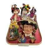 Royal Doulton collection of six ladies, three children, The Wayfarer, Mine Host,