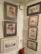 Collection of eight framed pictures including Turner prints.