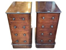 Pair Victorian mahogany faux drawer pot cupboards, 69.5cm by 36cm by 52cm.