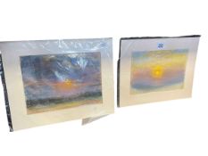 George Anderson Short, Sunrise and Sunset, pair mounted pastels, both signed and dated,