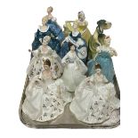 Ten Royal Doulton ladies, three with boxes.