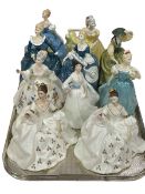 Ten Royal Doulton ladies, three with boxes.