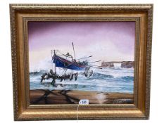 Peter Gerald Baker, Robert & Mary Ellis, Lifeboat, Whitby, Putting Out to Sea, oil on canvas,