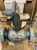 Clarke Metalworker 6" bench grinder and a radial saw.