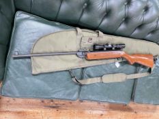 Air rifle with BSA scope and bag.