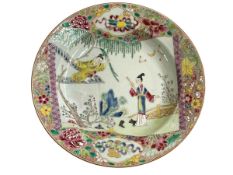 Chinese famille rose plate decorated with figures in landscape, 22cm diameter.