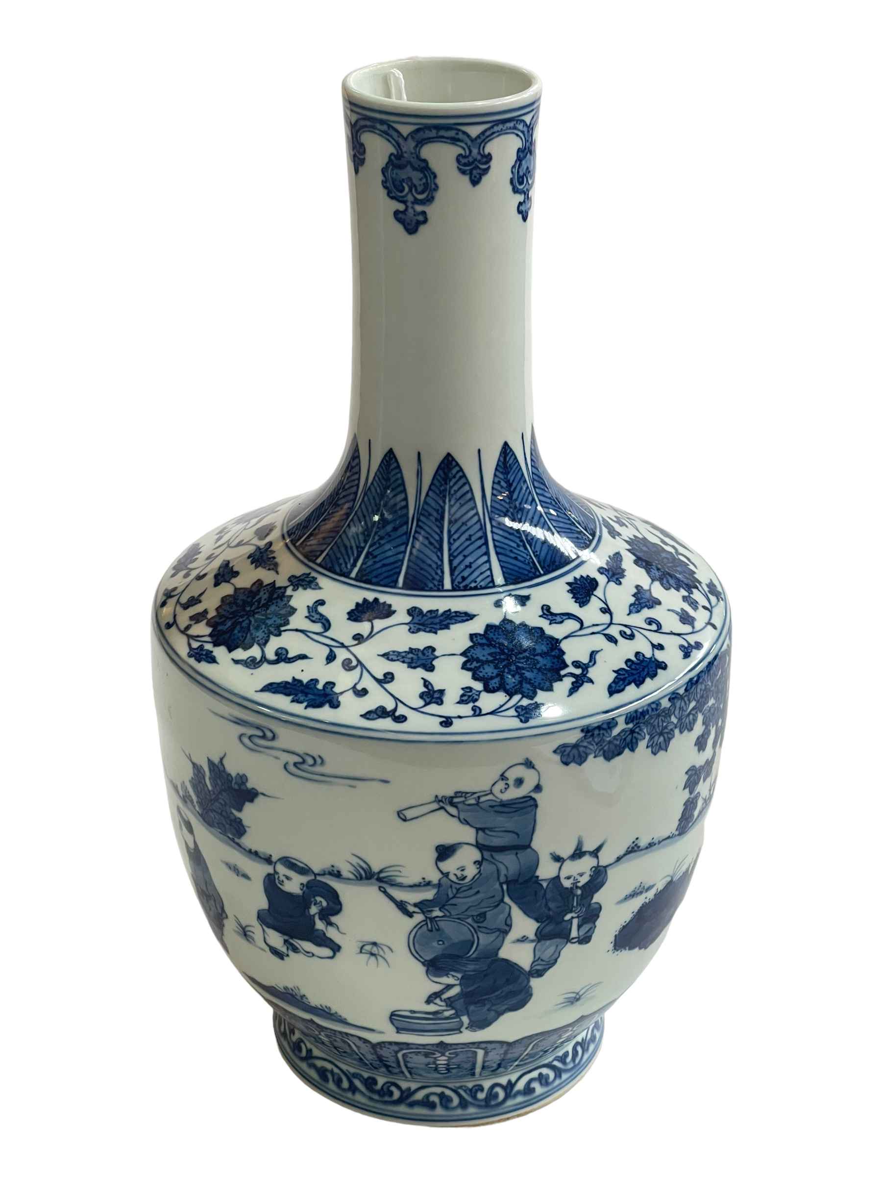 Chinese blue and white ovoid vase decorated with figures in landscape, Quinlong mark to base, 34cm. - Image 2 of 4