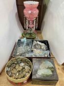 Victorian lustre, coins, cutlery, watches, etc.