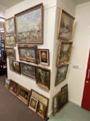 Large collection of oils and prints including seascape, still life, etc.