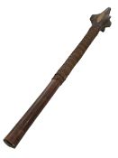 Fijian Waka war club with flax/string bound handle, 103cm length.