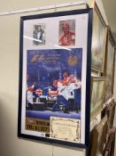 Damon Hill signed mount with certificate and signed Reubens Barrichello and Olivier Panis signed