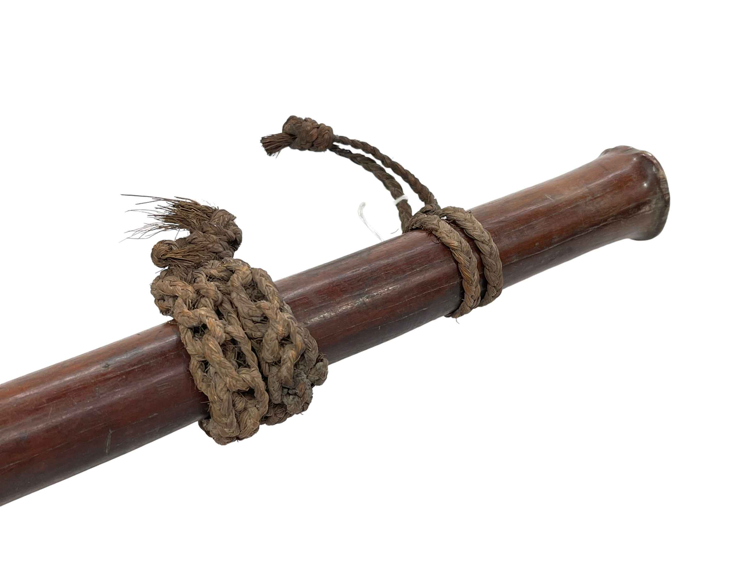 Fijian Sali/Gata war club with bark carving to head and having string bands, 95cm length. - Image 3 of 3