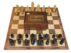 Vintage chess set with board, King 3.5" tall.