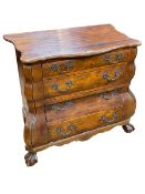 Theodore Alexander Continental style four drawer bombé chest, 81cm by 89cm by 51cm.