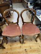 Pair Victorian mahogany cabriole leg parlour chairs.