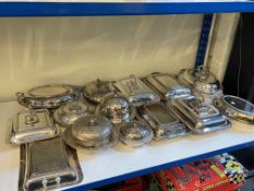 Collection of silver plated tureens.