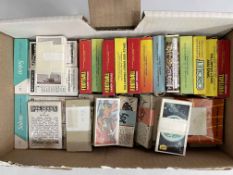 Box of confectionery tea cards including Cadbury, Walls and Barratt, etc.