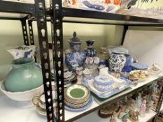 Collection of Ironstone wares, vases, horse racing tags, teawares, jardiniere with stand, etc.