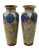 Pair large Royal Doulton stoneware vases, 33cm.