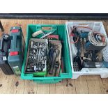 Collection of tools, sockets, sander, Bosch jigsaw, Parkside multi grinder, etc.