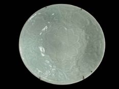 Chinese celadon lotus charger, 29cm diameter.