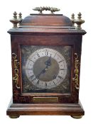 Mahogany cased bracket clock with silver gilt dial.