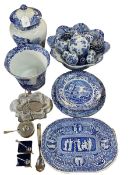 Collection of Spode Italian blue and white, metalwares, etc.