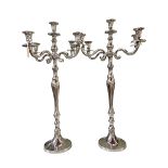 Pair of silver plated candelabras.