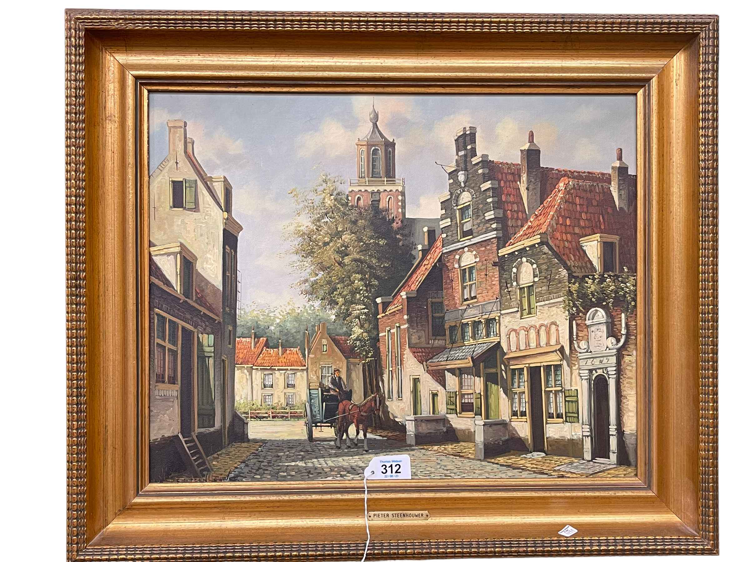 Pieter Steenhouwer, 19th Century Dutch Street Scene, oil on canvas, signed lower left, 39cm by 49cm,