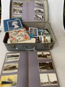 Suitcase of postcards, stamps, lettercards etc including real photographic shipping, P & O,