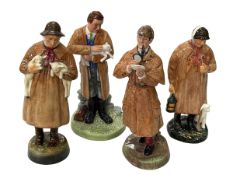Four Royal Doulton figures, The Shepherd, Country Vet, The Detective and Lambing Time.