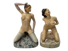 Two Peggy Davies naked figures by Victoria Boume, tallest 22.5cm.