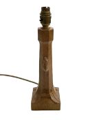 Robert Thompson of Kilburn 'Mouseman' octagonal column table lamp, 25.5cm to lamp holder.