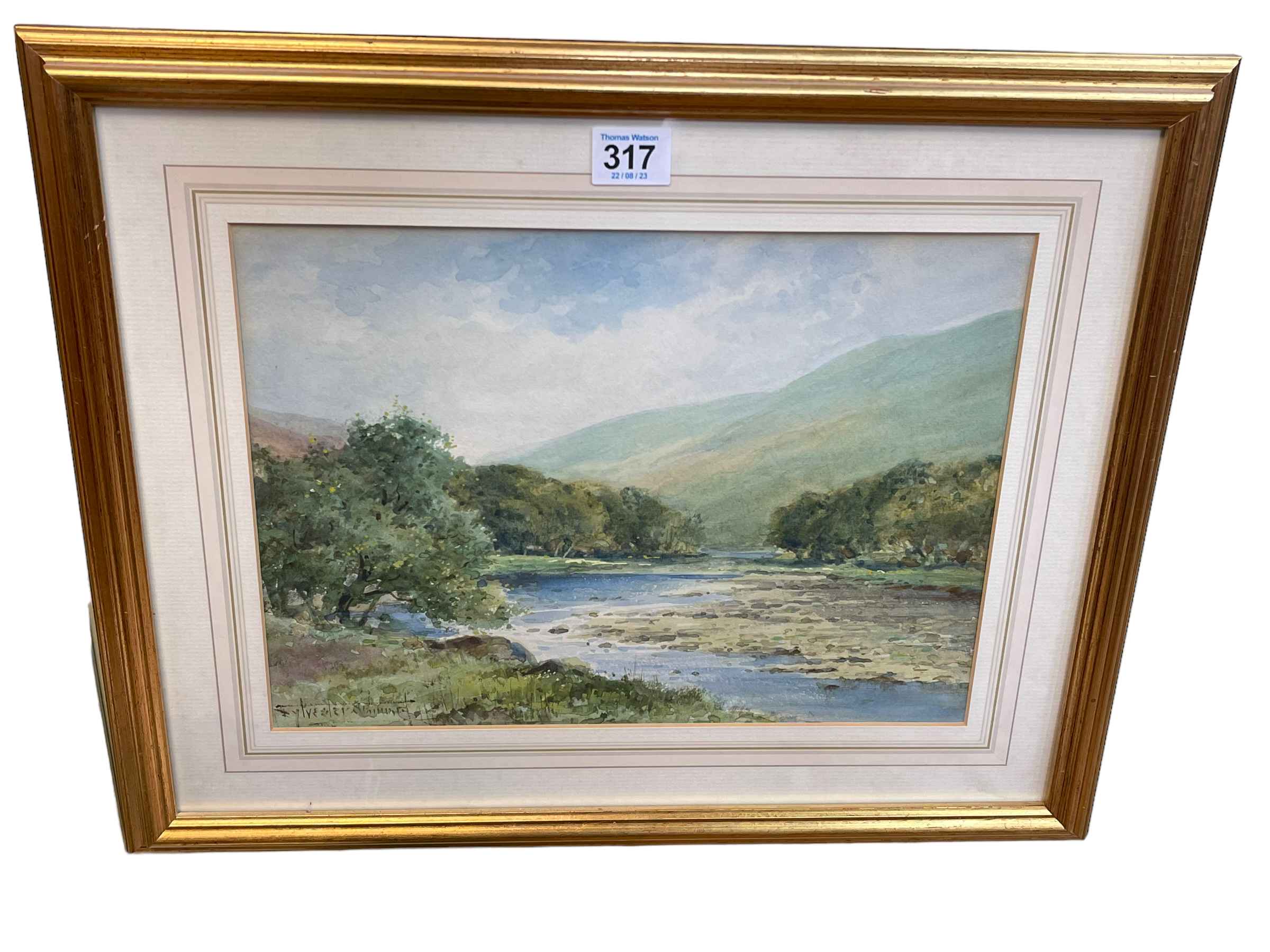 Sylvester Stannard, River Landscape, watercolour, signed lower left, 23.