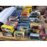 Collection of Diecast toy vehicles including Corgi, Matchbox, Maisto, etc.