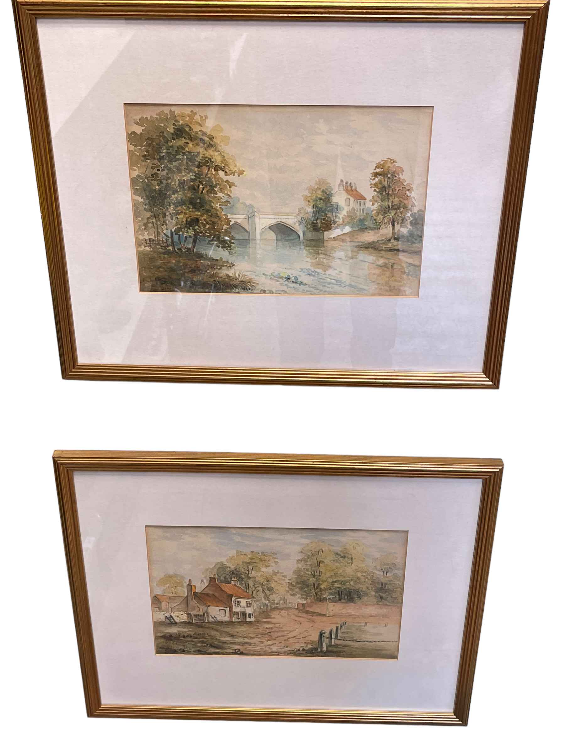 Two signed watercolours, Bedale & Whitby, and pair unsigned watercolours, - Image 2 of 3