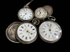 Four Continental silver pocket watches.