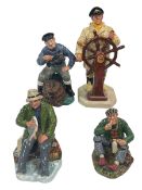 Four Royal Doulton figures including The Helmsman and The Lobsterman.