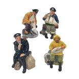 Four Royal Doulton figures including Shore Leave and Sailors Holiday.