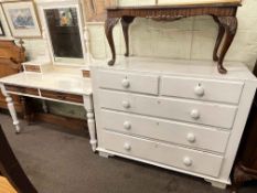 Victorian painted five drawer press base and Victorian part painted dressing table (2).