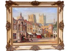 Marcus Ford, Wells Cathedral, oil on canvas, signed lower right, 49cm by 59cm, framed.