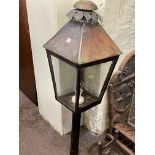 Copper lantern, 112cm high.