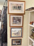 Four framed prints including pair Roy Barrett limited edition motorcycle prints.