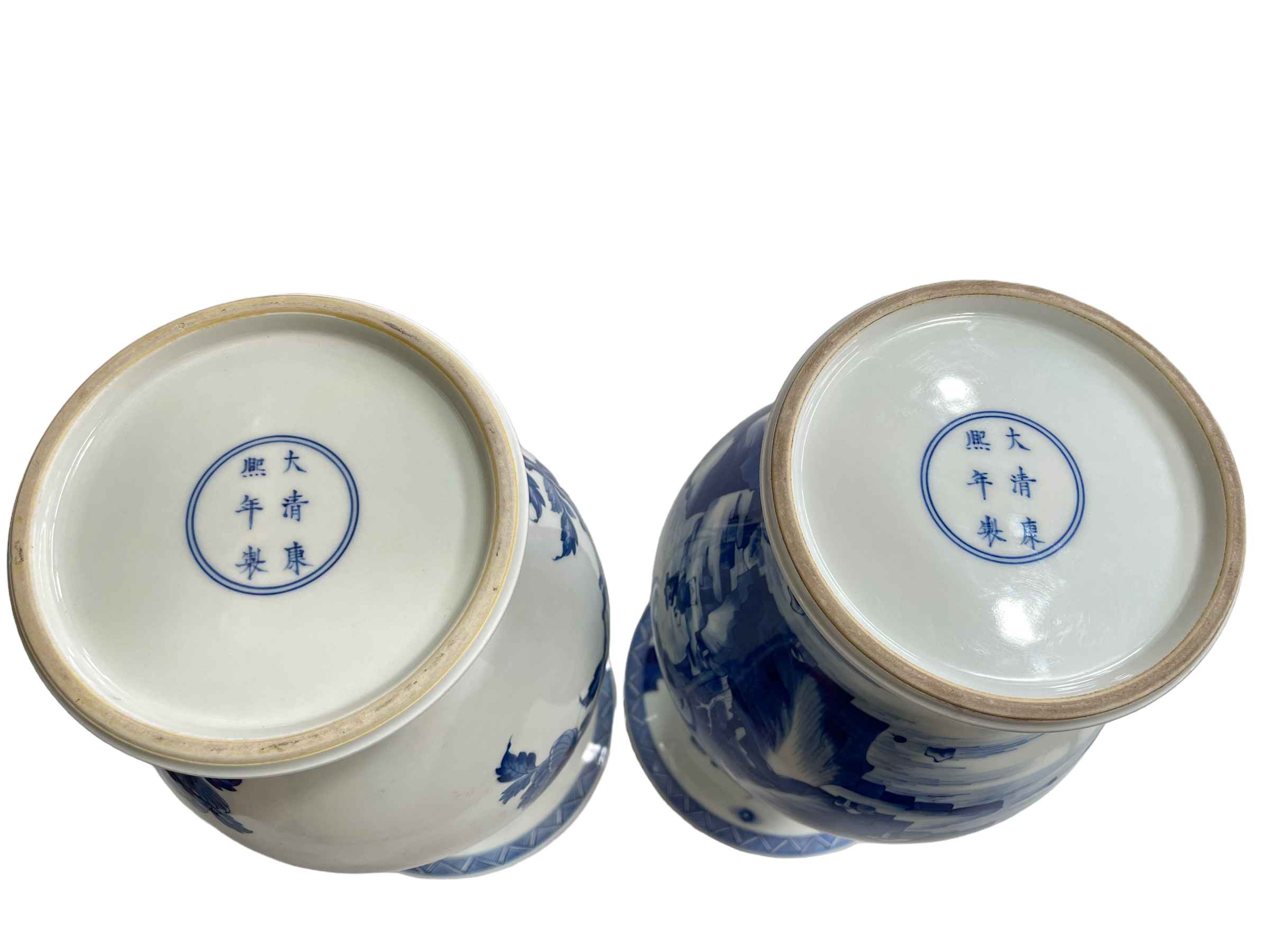 Two large Chinese blue and white vases having exotic bird and landscape decoration, - Image 4 of 4