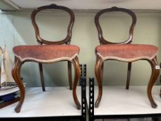 Pair Victorian mahogany cabriole leg parlour chairs.