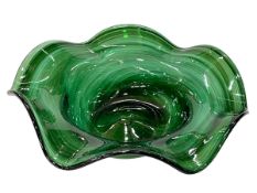 Hartley Wood green glass bowl, 30cm across.