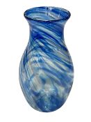 Hartley Wood blue streak glass vase, 27cm.